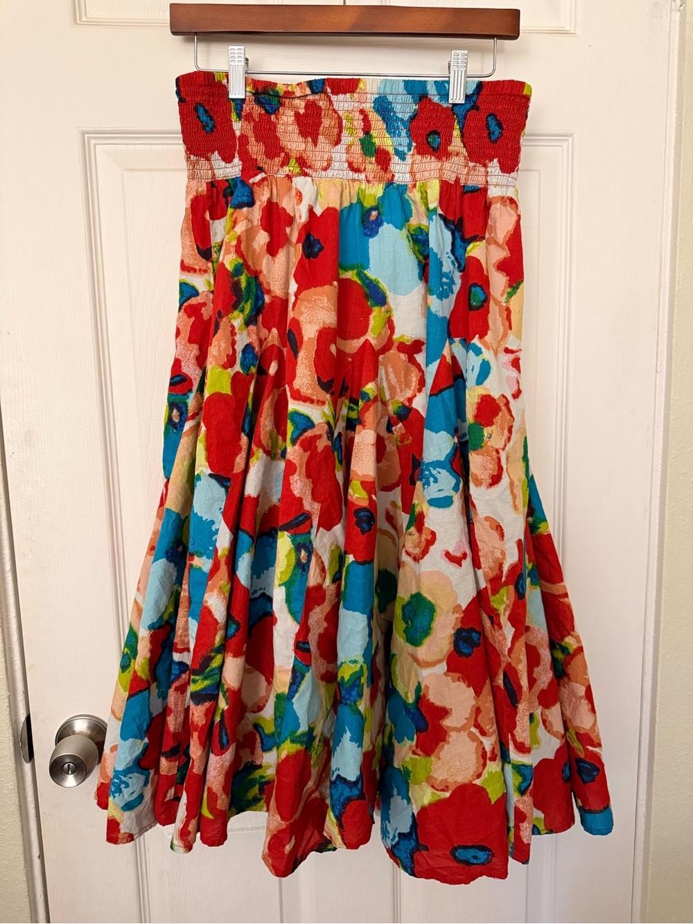 Chadwicks Bright Floral Smocked Waist Multicolor Skirt
